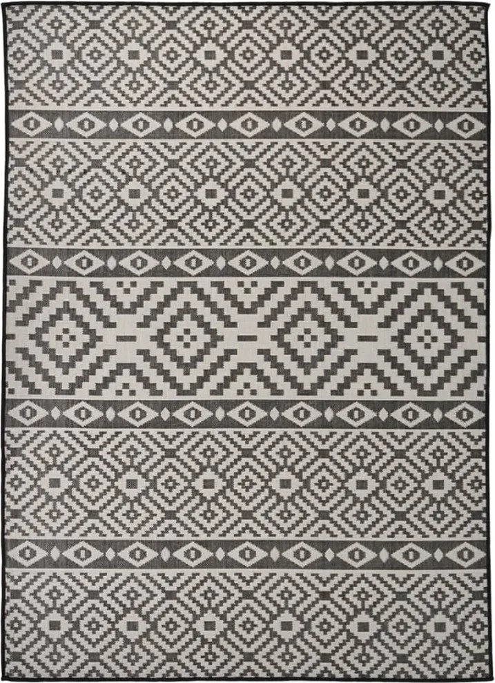 vidaXL Covor de exterior, dungi negre, 200x280 cm, țesătură plată