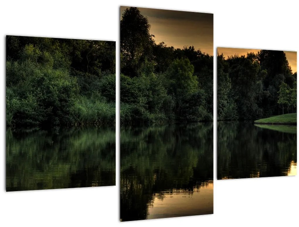Tablou cu lac în pădure (90x60 cm)