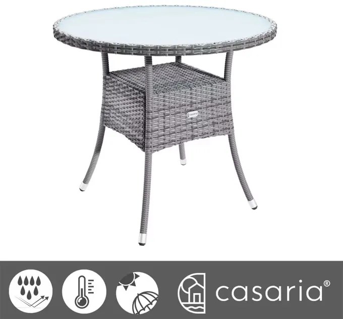Deuba Masă de ratan Ø80 cm - gri