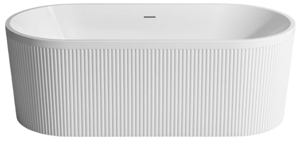 Cada baie freestanding cu riflaje 3D, dimensiune 170 x 75 cm, alb lucios, Scarlet Foglia Alb