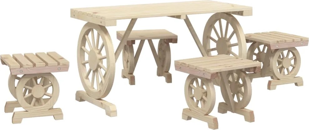 vidaXL Set mobilier de grădină, 5 piese, lemn masiv de brad