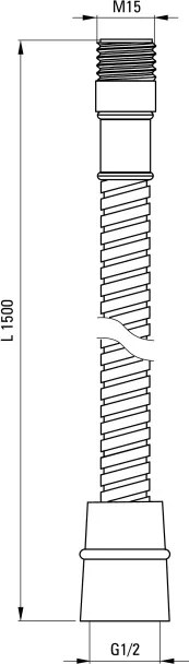 Furtun de duș, pentru bateriile de cadă cu trei orificii - 150 cm Finisaj: Crom XDWC1VCNM