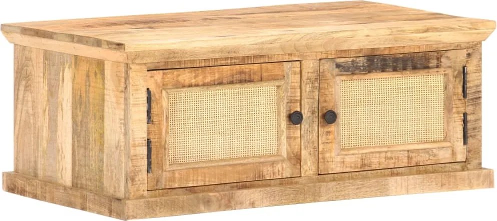 vidaXL Măsuță de cafea, 90x50x35 cm, lemn masiv de mango & trestie