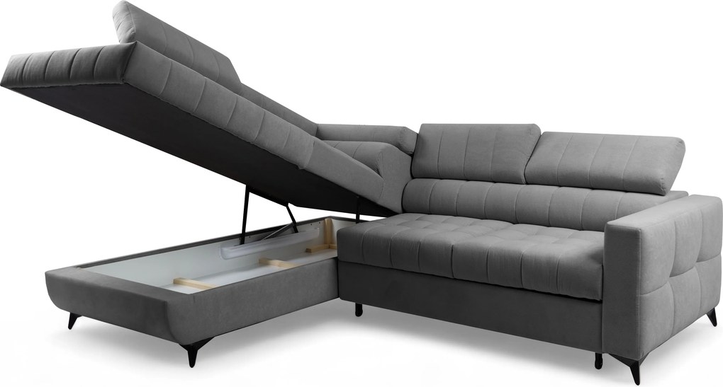 Colțar extensibil Nardo L stânga - gri pluș Pretty 17