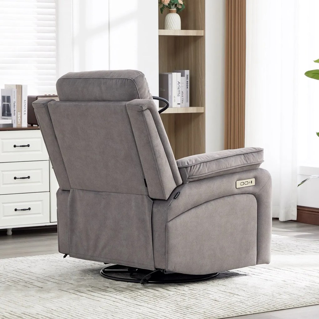 Fotoliu recliner electric dumonde cu funcție de balansare ,rotire și incarcare wirelles Elvara