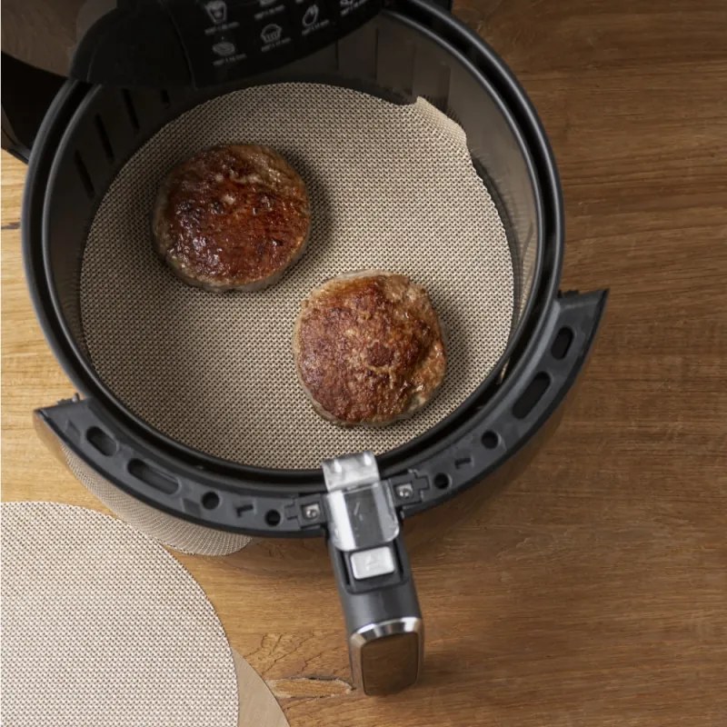 Set 2 paduri pentru friteuza NoStik 1EEE774, 23.5/25.5 cm, Reutilizabile, Acoperire antiaderenta, Bej