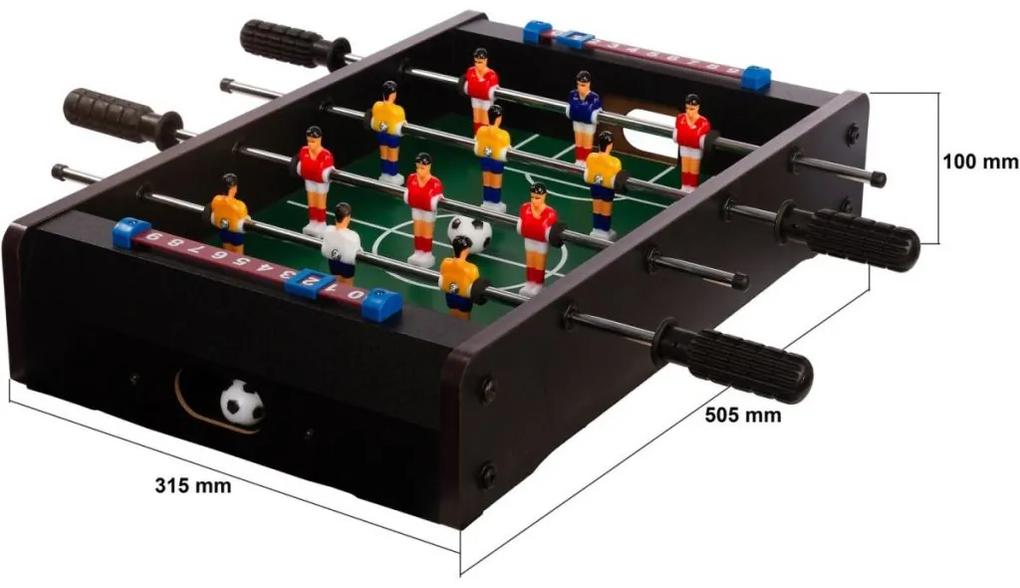 Mini masă de fotbal 51 x 31 x 8 cm, negru