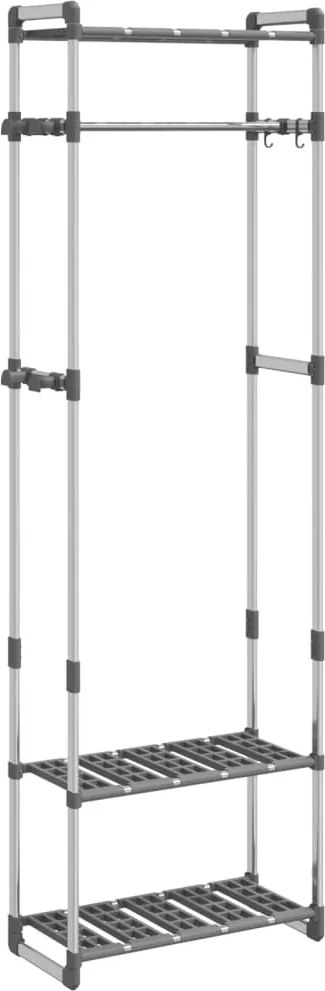 vidaXL Suport de haine cu 3 niveluri, argintiu, 59x29x192 cm, aluminiu