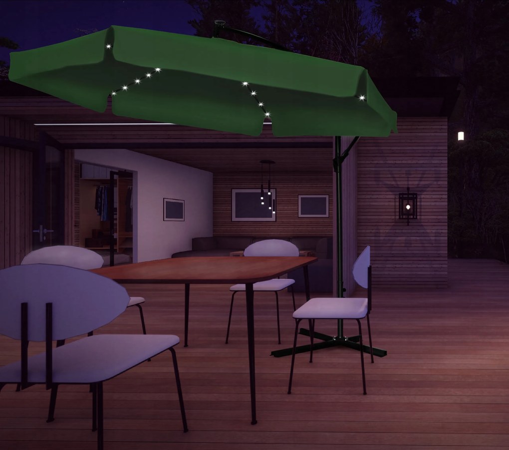 JAKS Umbrelă de grădină verde LED