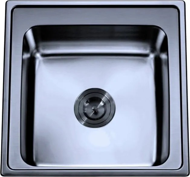 Chiuveta inox Inter Ceramic Tampico cu o cuva fara picurator finisaj inox cromat lucios 50x50 cm