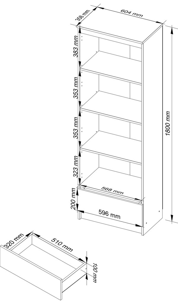 Raft Radha (Alb + Stejar sonoma). 1069474