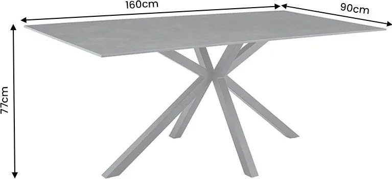 Masa dining cu blat ceramic GALAXIE gri 160x90cm