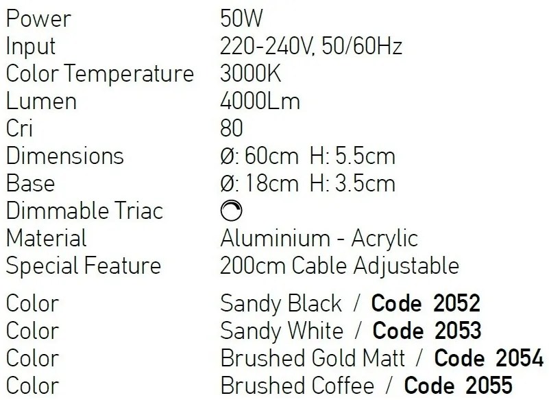 Lustra LED design modern circular Ring 60cm, Sandy White