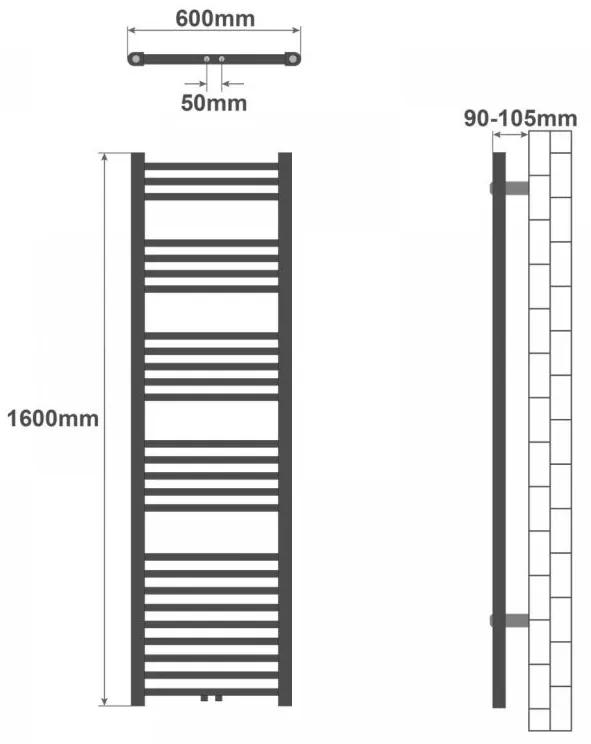 AQUAMARIN Radiator vertical de baie , 1600 x 600 mm