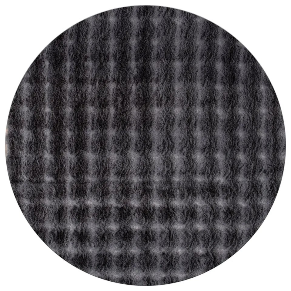 Covor gri antracit lavabil rotund ø 200 cm Bubbly – Oyo Concept