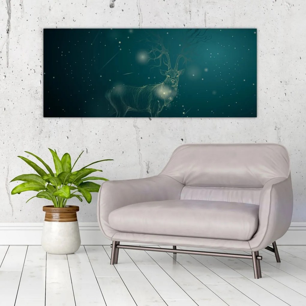 Tablou - Cerb magic noaptea (120x50 cm)