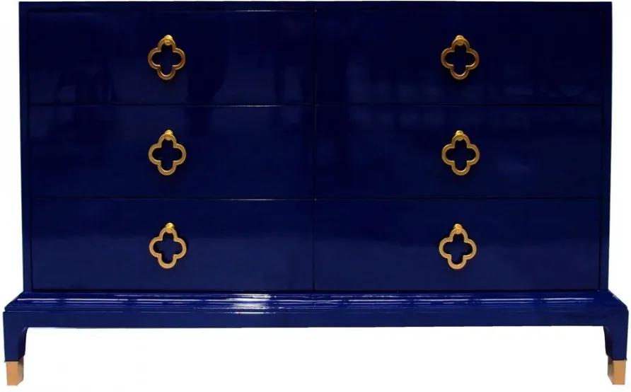 Bufet inferior albastru din lemn de molid 130 cm Denzzo