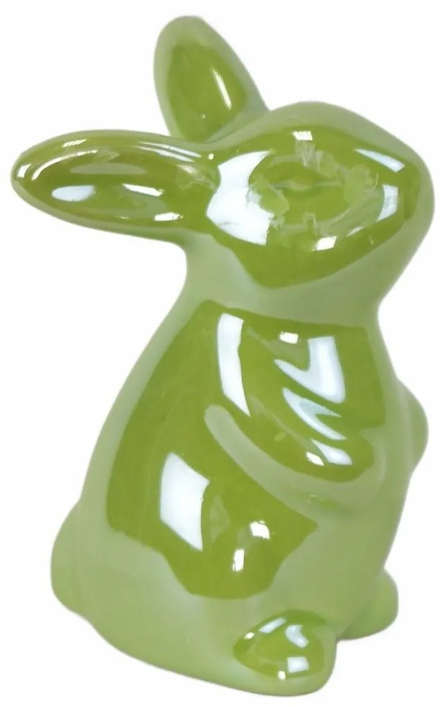 Iepuraș de Paște din ceramică Verde verde, 8 cm