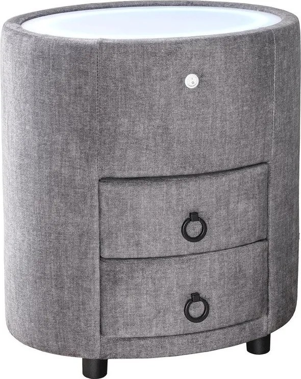 Noptiera ovala cu iluminat LED SIGNUM 55cm catifea gri