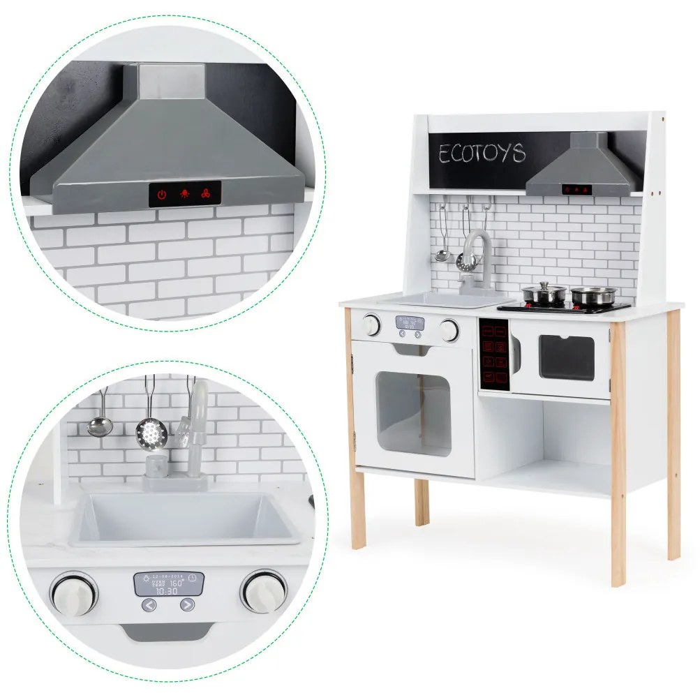 Bucătărie pentru copii din lemn cu lumini și sunete