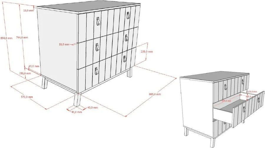Comodă de copii bej cu masă de schimbat 98,5x94x57 cm Sezane – Vipack