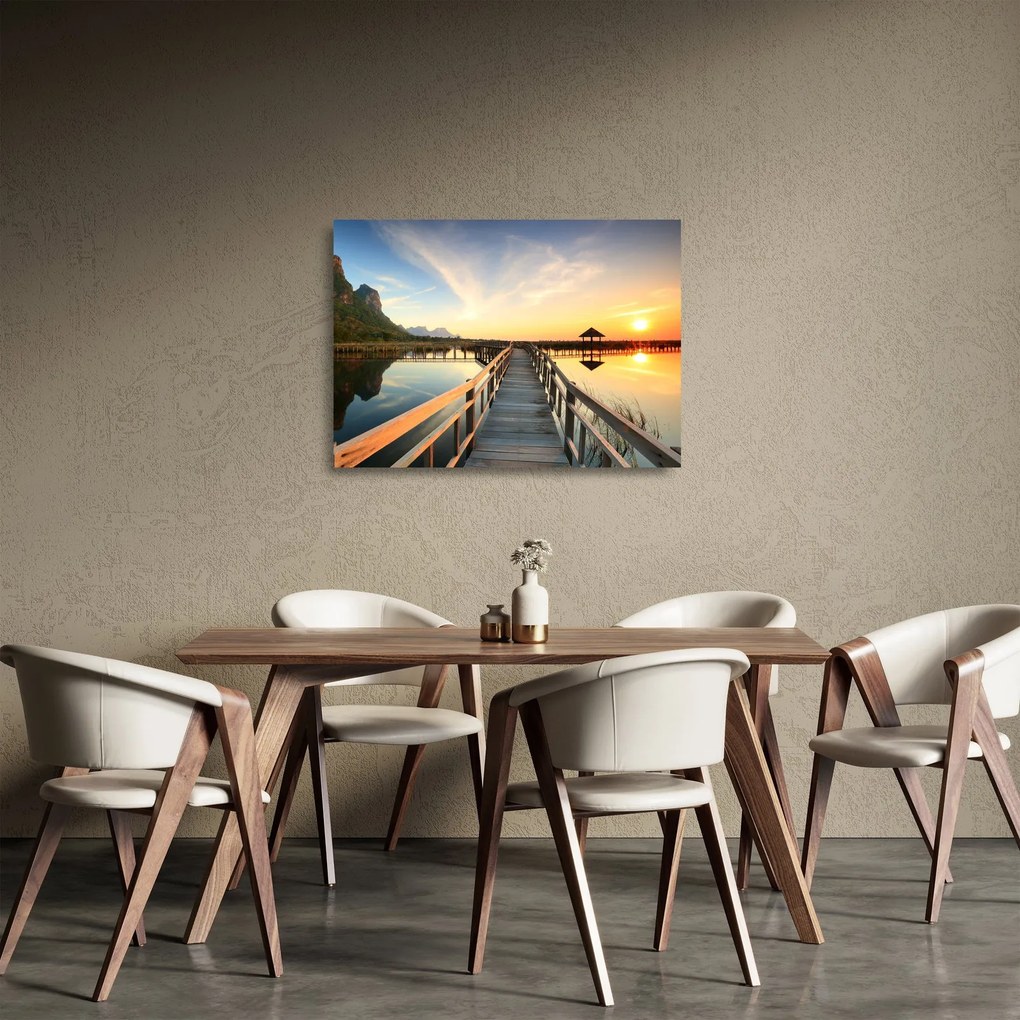 Tablou pe sticlă ponton din lemn (70x50 cm)