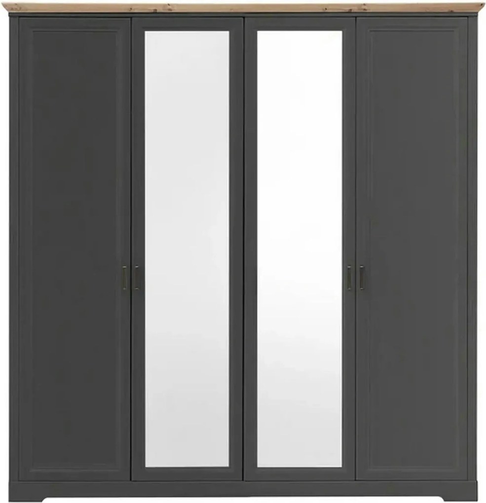 Dulap JASMIN, gri grafit/stejar artisan, PAL, cu 4 usi, 214x64x220 cm