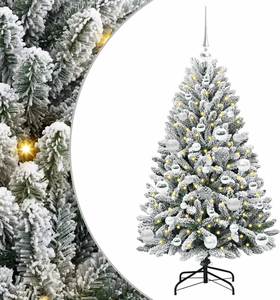 vidaXL Brad de Crăciun artificial Verde și alb 120 cm PVC și Metal