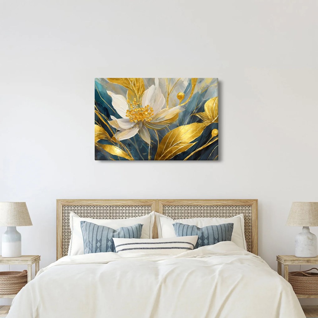 Tablou - Pictura de flori de aur (90x60 cm)