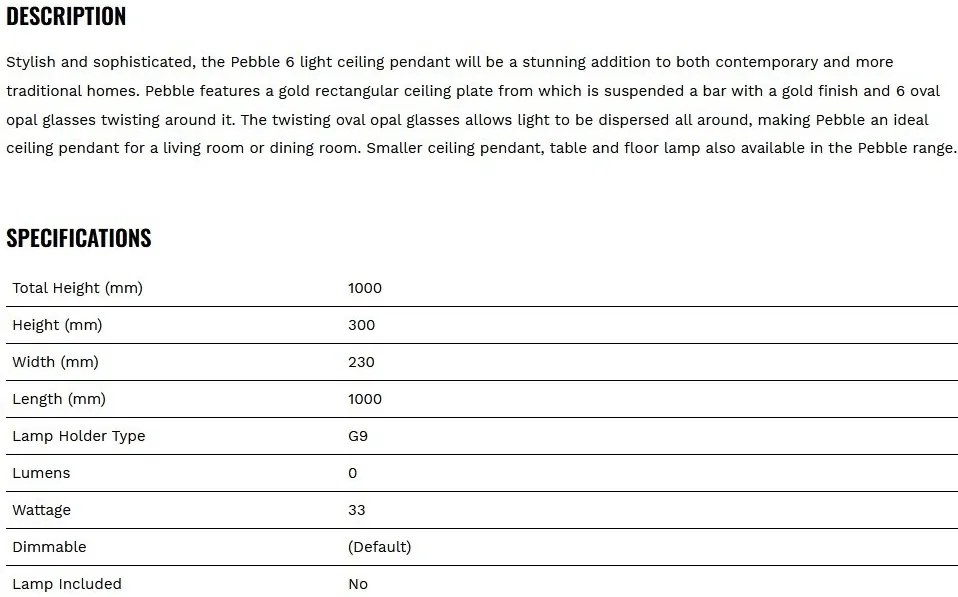 Lustra moderna cu 6 surse de lumina Pebble