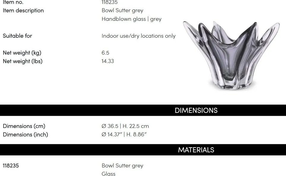 Vaza, Vas decorativ design LUX Sutter, gri