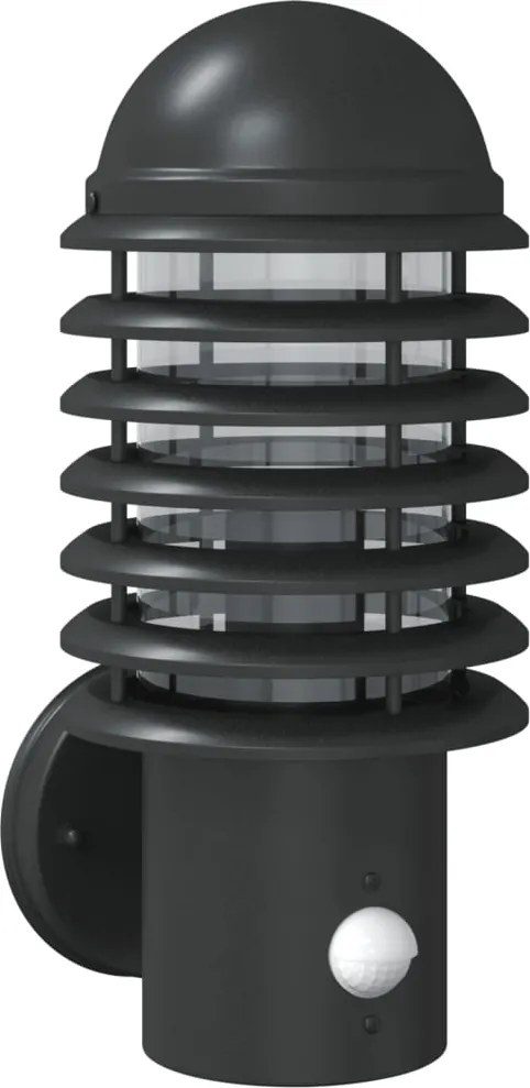 vidaXL Lampă exterioară de perete cu senzor, negru, oțel inoxidabil