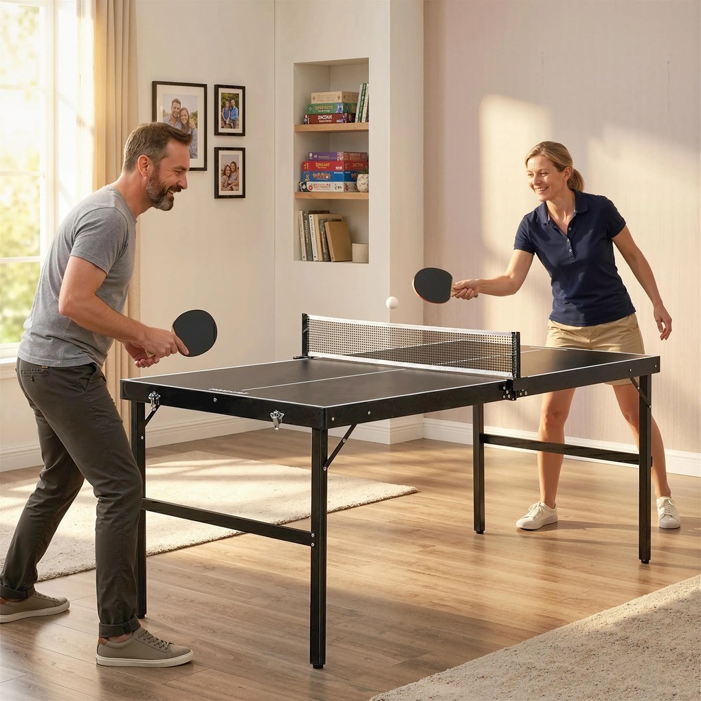 SPORTNOW Masă Pliabilă de Ping Pong cu Fileu și Mâner | Aosom Romania