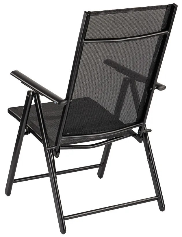 Scaun de grădină pliabil Lugo cu cadru metalic, negru