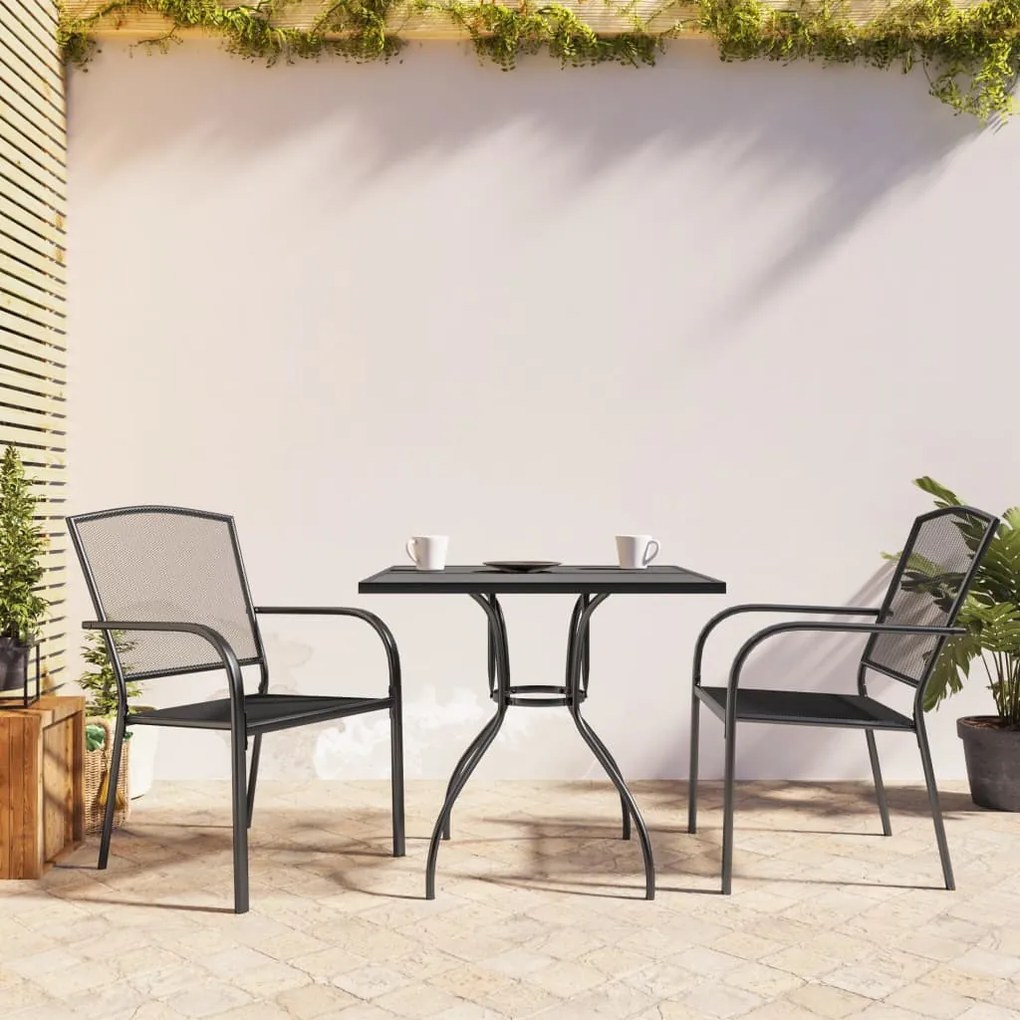 vidaXL Set de masă grădină, 3 piese, antracit, oțel