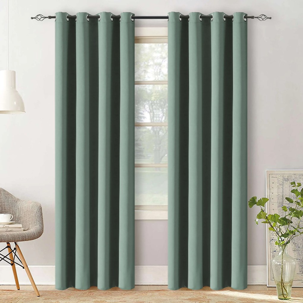 Perdea OXFORD verde-gri 140x250 cm Agatat: Inele metalice