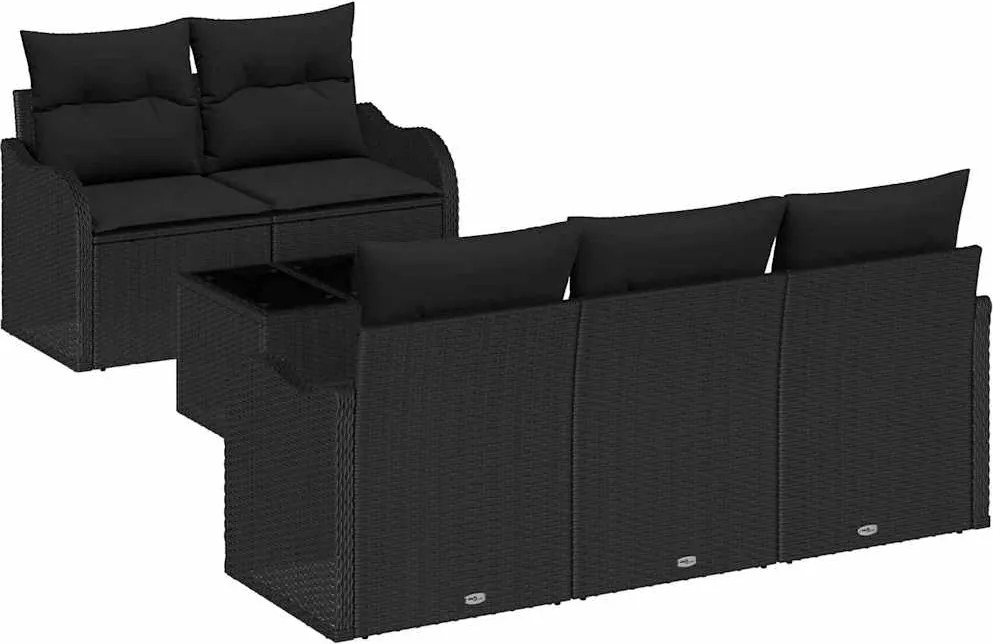 vidaXL Set de canapele pentru grădină Negru poliratan