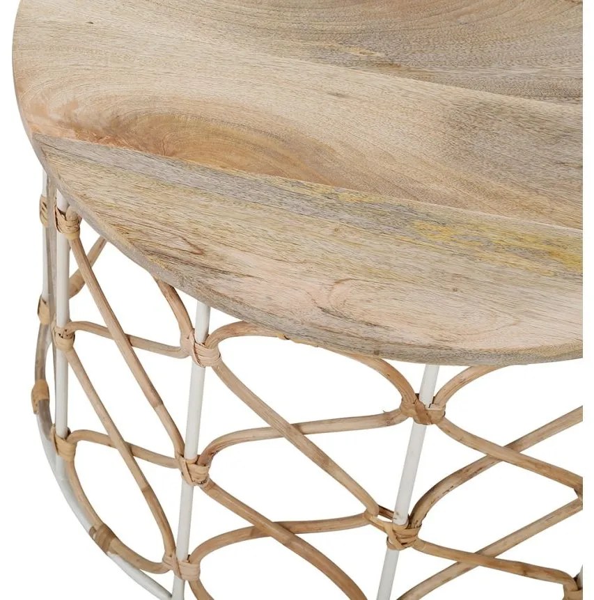 Set 2 mese de cafea , din metal si rattan Roseraie