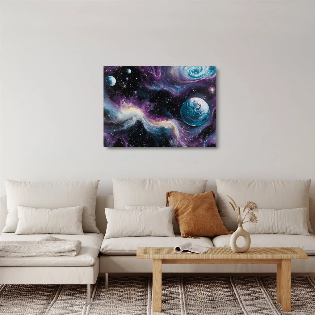 Tablou pe sticlă - Univers pictat (70x50 cm)