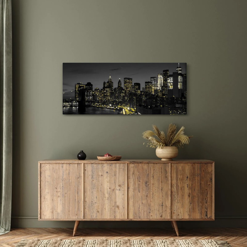 Tablou cu metropolă nocturnă (120x50 cm)