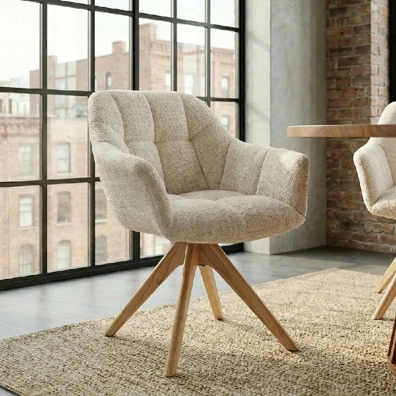 Scaun pivotant PAPILLON tesatura chenille/ stejar
