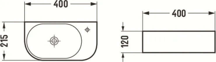 Mexen Viera chiuvetă deasupra blatului stânga 40 x 21 cm, albă - 21274000L