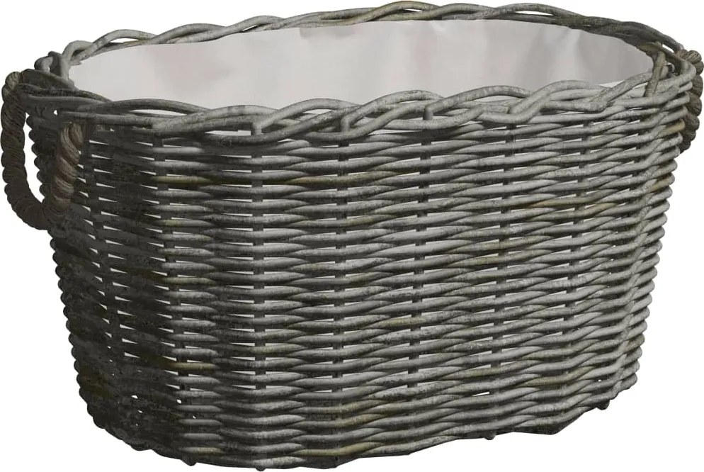 vidaXL Coș pentru lemne de foc cu mânere, gri, 59x42x28 cm, salcie