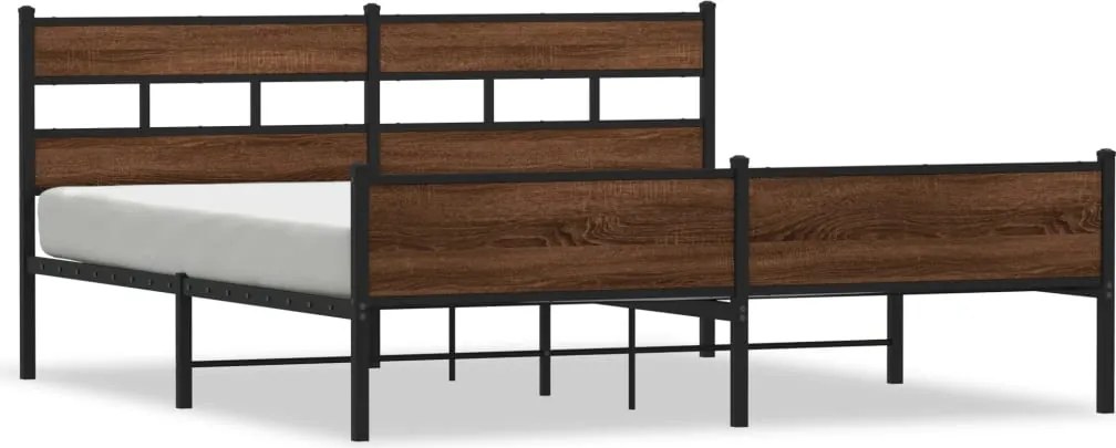 vidaXL Cadru de pat metalic fără saltea, stejar maro, 193x203 cm