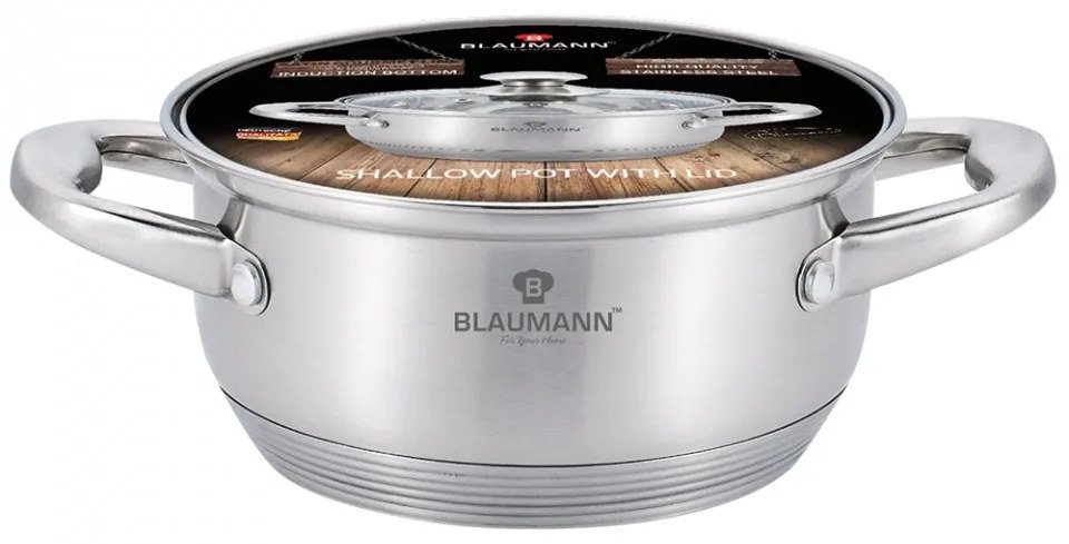 Oala cu capac otel inoxidabil 24 cm Satin Gourmet Line Blaumann BL 3310