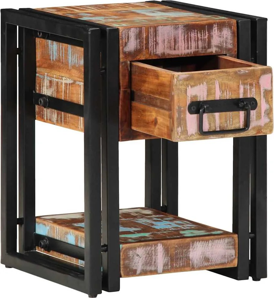 vidaXL Dulap de noapte Multicolour 30 x 30 x 40 cm Lemn masiv reciclat