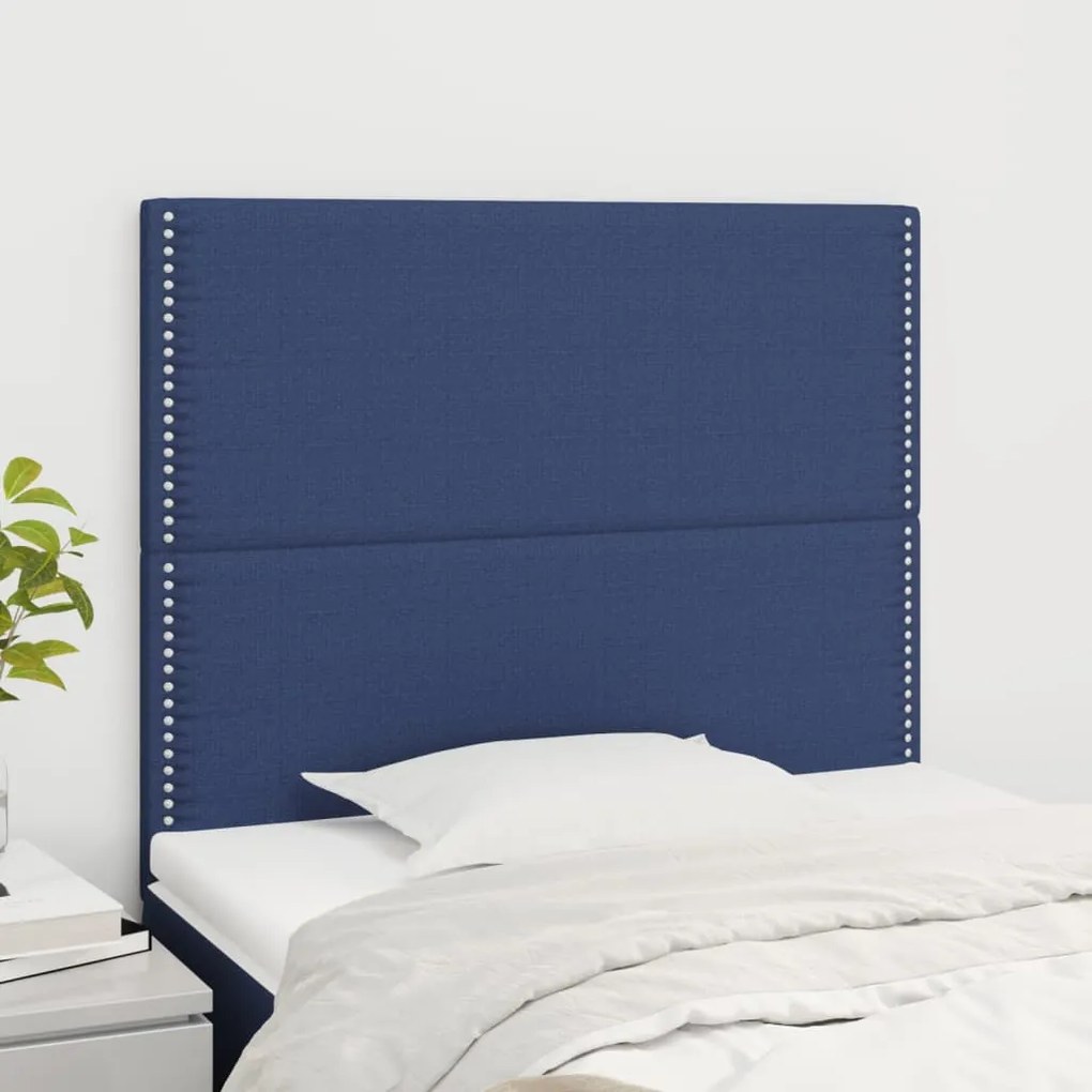 vidaXL Tăblii de pat, 2 buc, albastru, 90x5x78/88 cm, textil