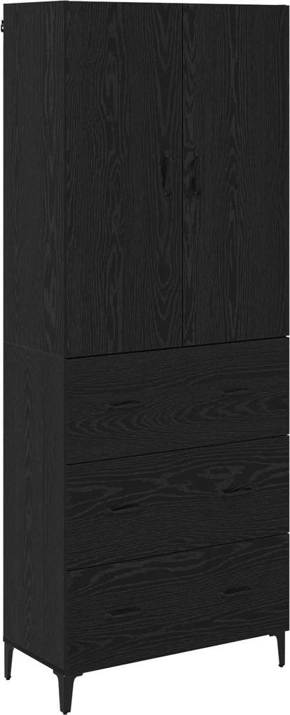vidaXL Bufet Pe perete Stejar Negru 69,5 x 34 x 180 cm Lemn compozit