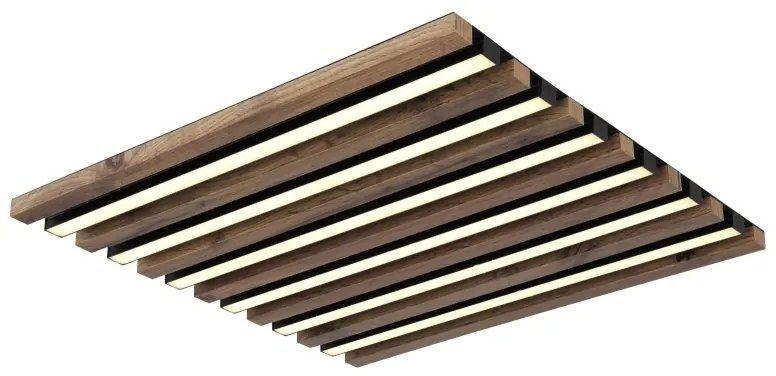 Plafoniera LED riflaj MDF cu efect de lemn HAYDEN 45x45cm