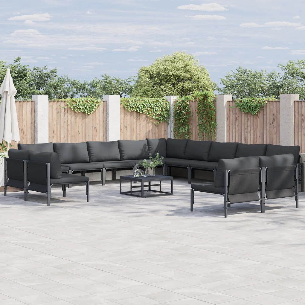 vidaXL Set de canapele pentru grădină 14 pcs Antracit Oțel